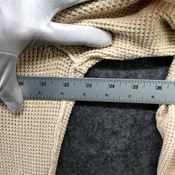 Maison Jules Cardigan Womens XL Beige Peach Button Front Exposed Seam Boho - Picture 8 of 9